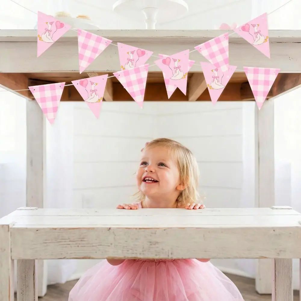 Pink Color One Silly Goose Party Triangle Banner Garland Style Theme Design Silly Goose Birthday Banner Birthday Banner