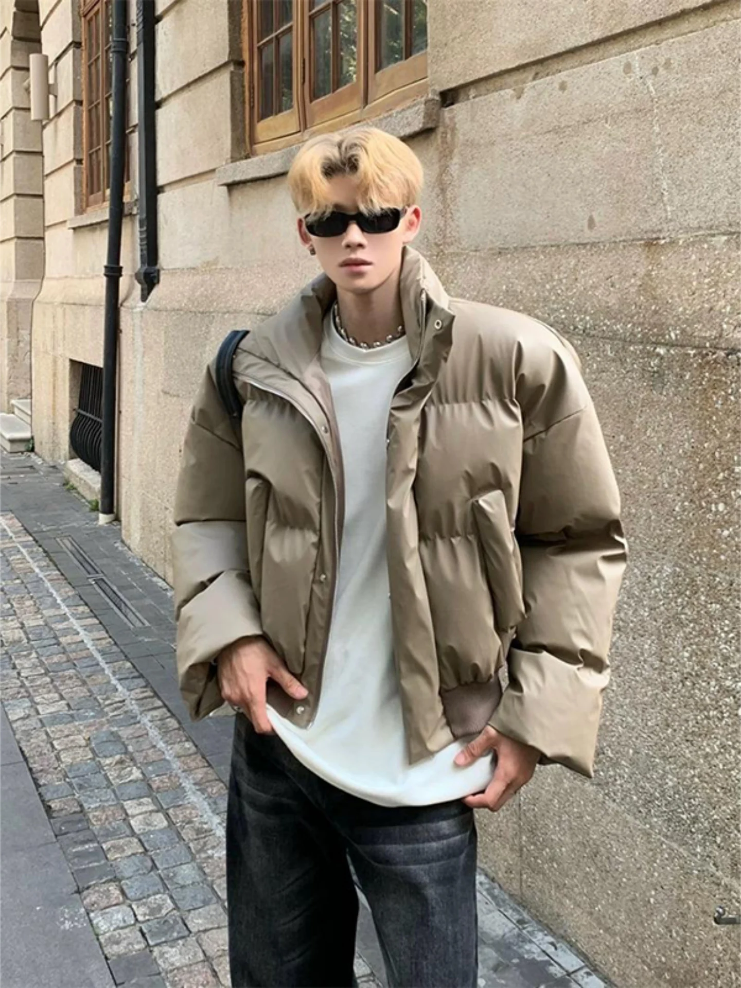 

Утепленная мужская зимняя куртка в американском ретро-стиле с воротником-стойкой, хлопковая, повседневная, модная, в стиле пуховика