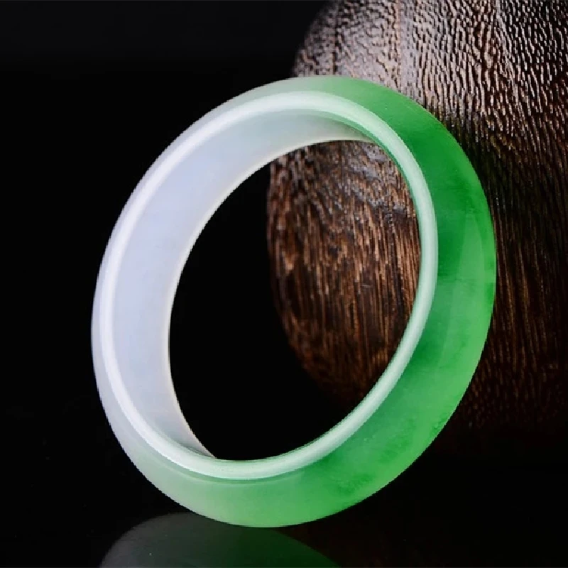 Real Green Jade Bangles Natural Floating Flower Emerald Best Sellers Original Ecological Pattern Jewelry