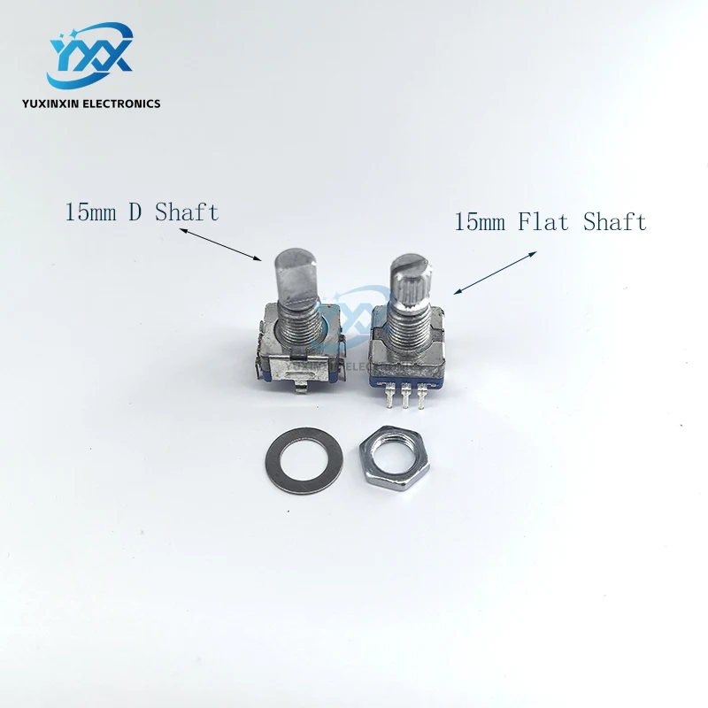Поворотный энкодер EC11, 2 шт., с кнопкой, D-образным валом 15 мм/плоским валом, 5-контактный цифровой потенциометр для Arduino