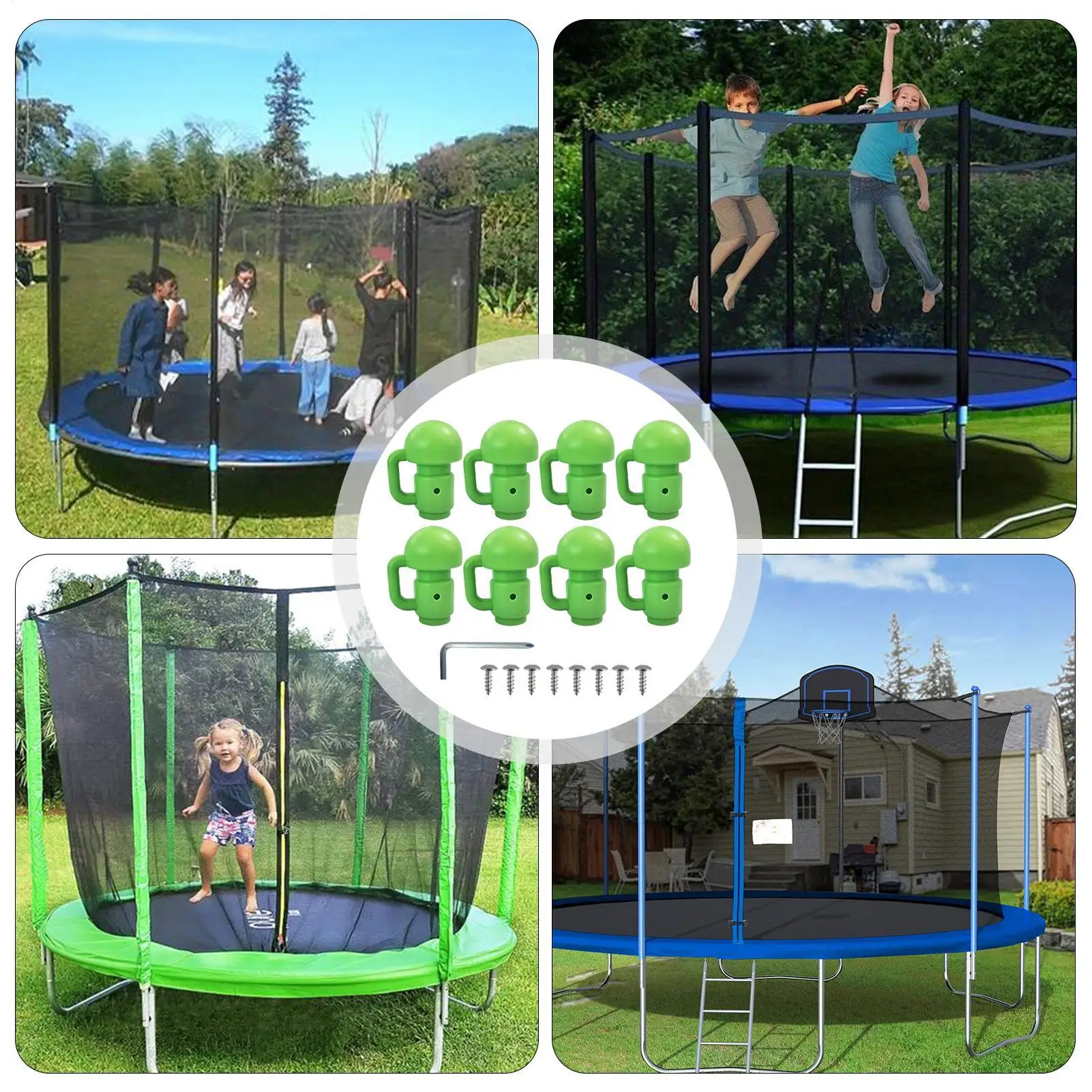 Trampoline Parts Replacement 8 Pieces Universal Portable Safety Accessories Trampoline Enclosure Pole Caps For Home House Indoor