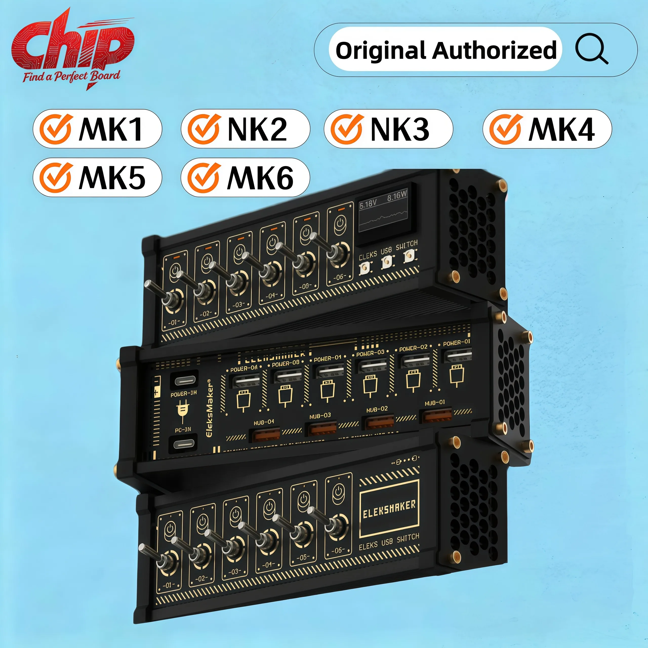EleksMaker NK MK Switch USB Hub Eleks Geek Desk Controller Toggle Electrical Retro Light Voice Control OLED Home Appliance