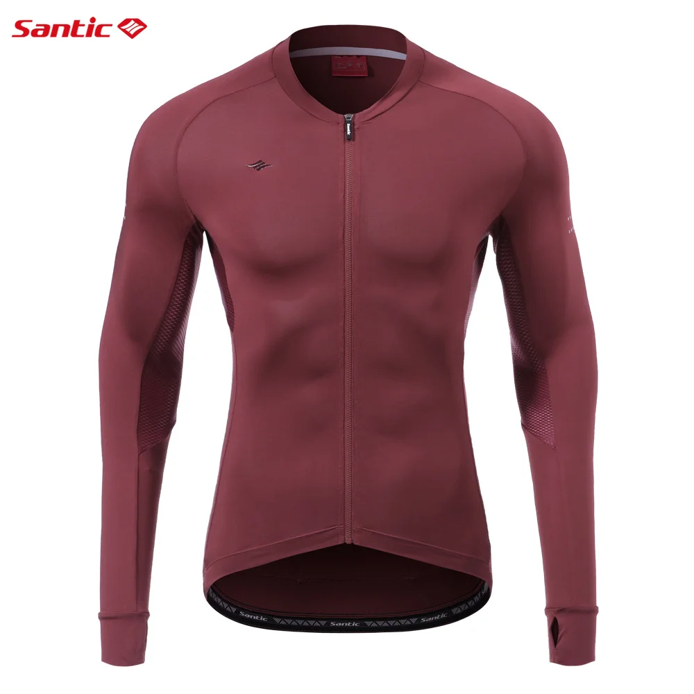 Santic Men Cycling Jerseys Long Sleeves Fit Comfortable Sun-protective Road Bike MTB Jerseys Spring  Autumn Asian Size WM0C01112