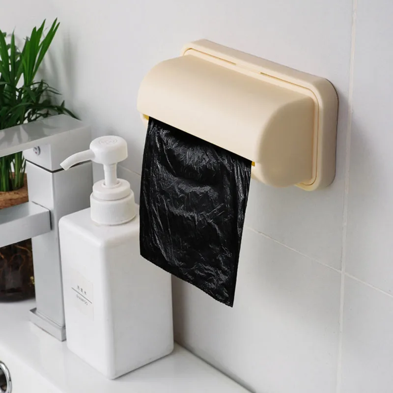 1pc Toilet Garbage Bag Storage Box Without Punching, Simple Wall Mounted Collector, Kitchen Pull-out Sorting Garbage Box