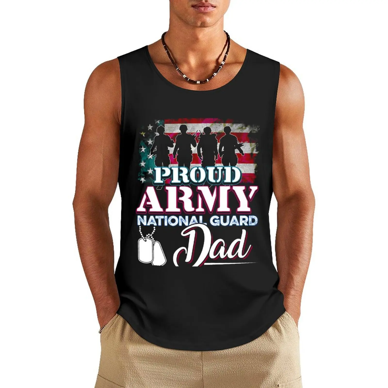 

Proud Army National Guard Dad - U.S. Military Gift Tank Top bodybuilding men clothes Men's fitness t-shirt Man sleeveless shirt
