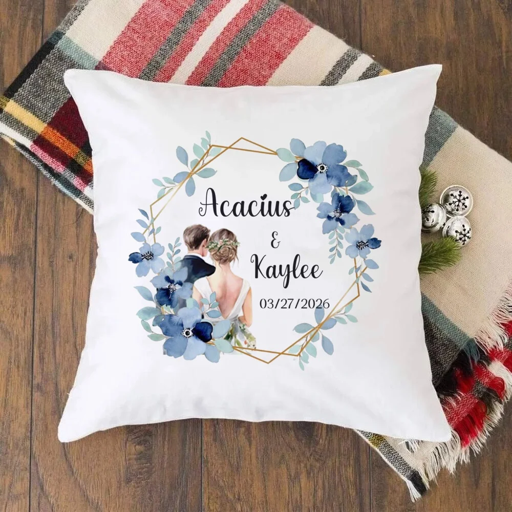 Personalized Wedding Filled Throw Pillow Custom Names & Date Bride Groom Cushion Wedding Gift for Bedroom Decor