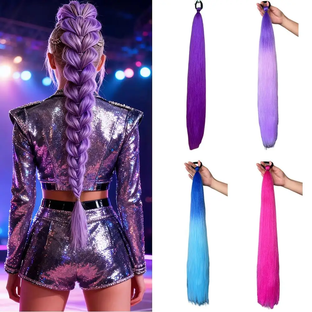 قبل امتدت سهلة جديلة الشعر الاصطناعية جامبو تجديل الشعر التمديد جديلة الشعر الوردي الأرجواني امرأة أفريقية DIY بها بنفسك ذيل حصان جديلة