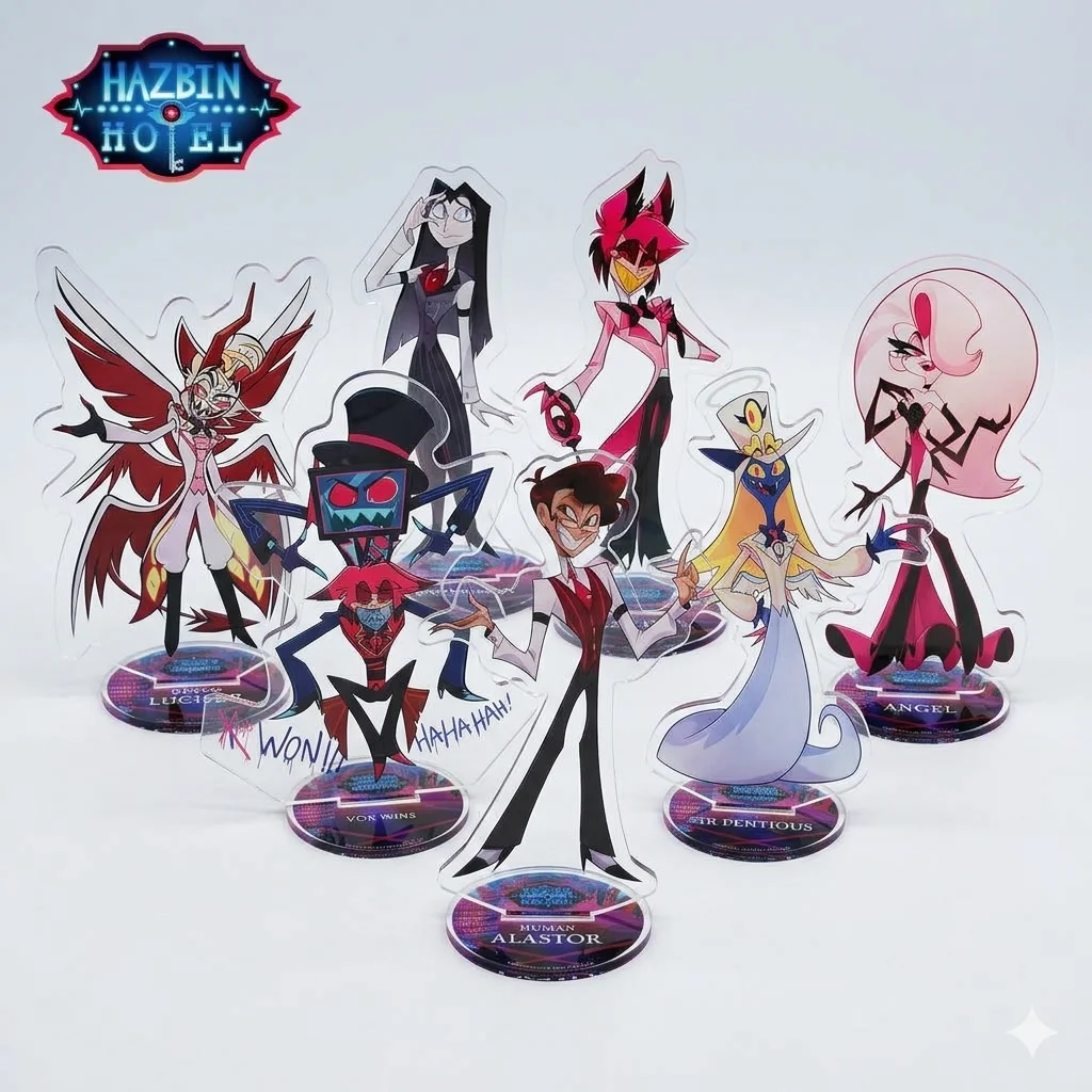 15CM Hazbin Hotel Double Sided Acrylic Stand2026 New Anime Stand LUCIFER Alastor Vox Vincent keychain Desktop Fans Gifts