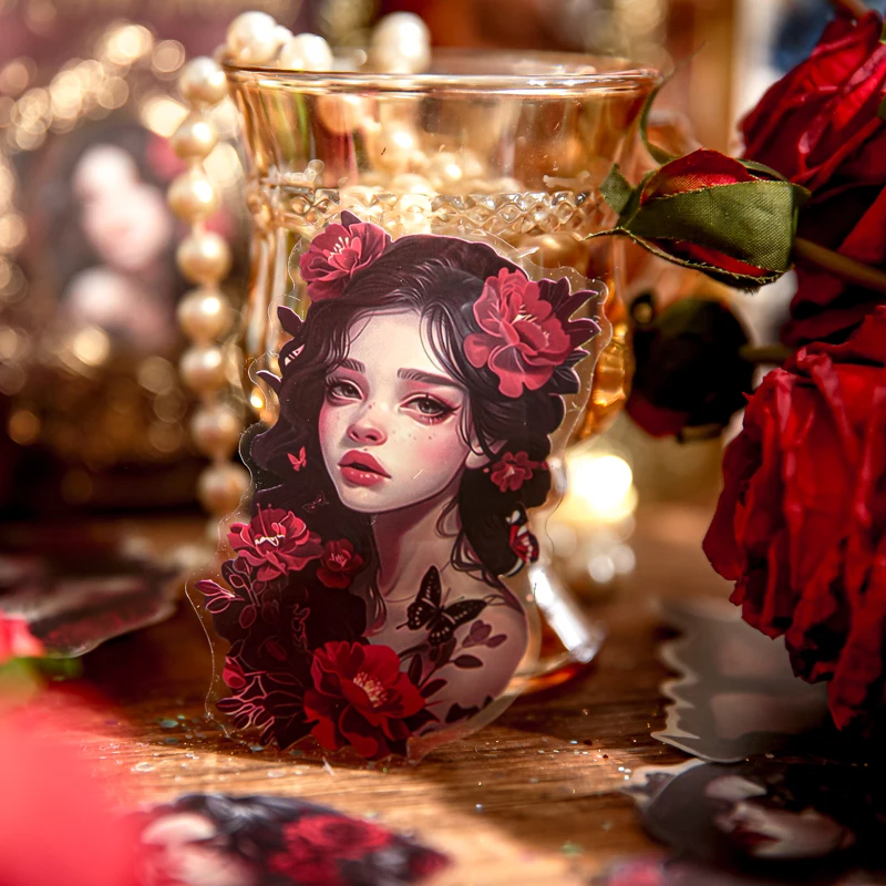 Stiker PVC bunga karakter Retro Inggris seri Gotik 6 Pak/LOT