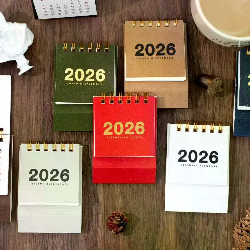 

2026 Mini Simple Calendar Small Desk Calendar Creative Coil Calendar Planner Desktop Decoration Office Stationery New Year Gifts