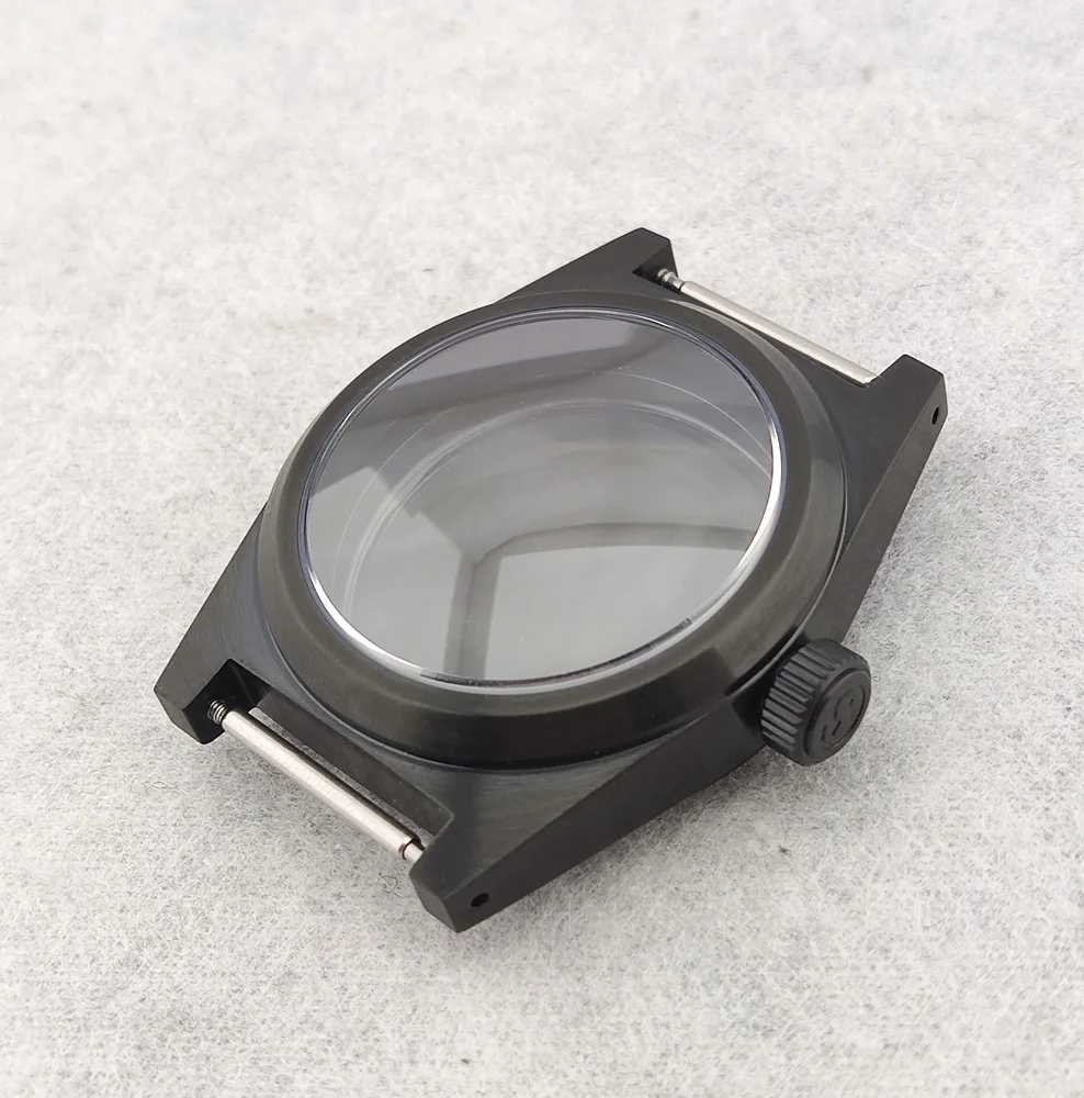 38mm Case Sapphire Glass 904L Stainless Steel Waterproof Black Case Fits 28.5mm Dial Case High Quality Case Luxury Men's Case