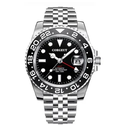 DIYNew Luxury Men's Automatic Watch Custom Luminous Stainless Steel GMT10ATM Waterproof Sapphire Mirror