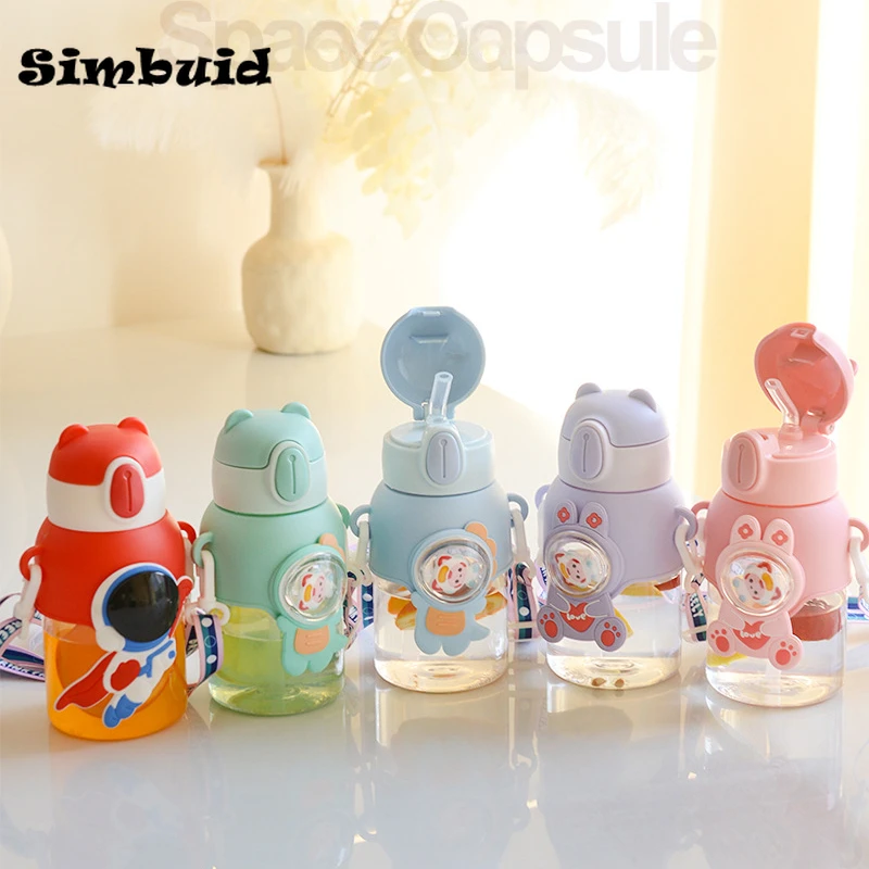 600ML Kawaii Summer Children's Water Cup High-value Fall-proof Straw Cup Boys and Cirls for School Kettle