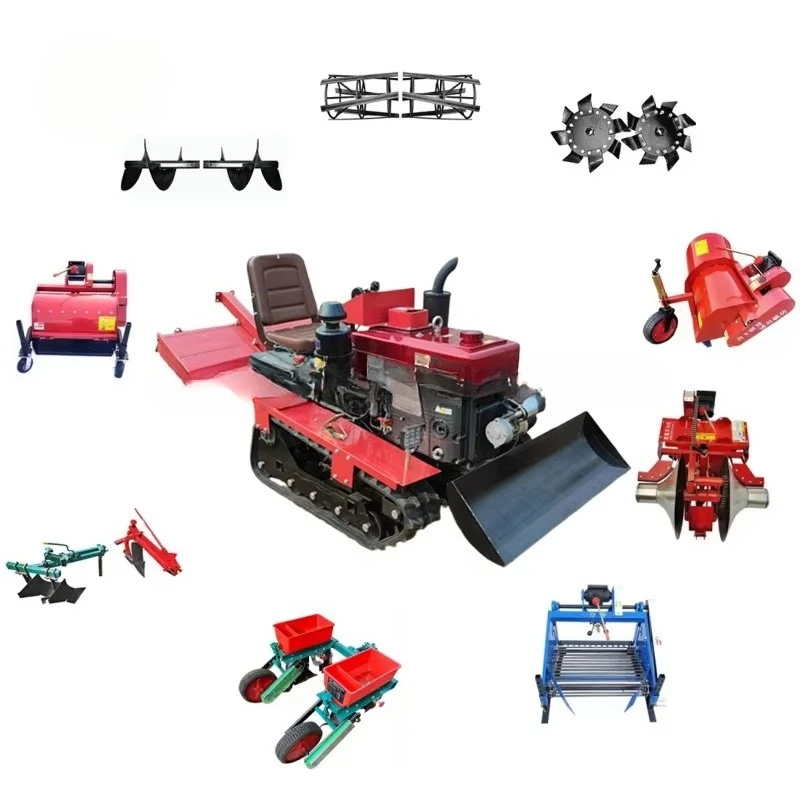 

Agricultural Small Crawler Diesel Power Tiller Gear Drive Sitting Riding Micro Tiller Rotary Cultivator