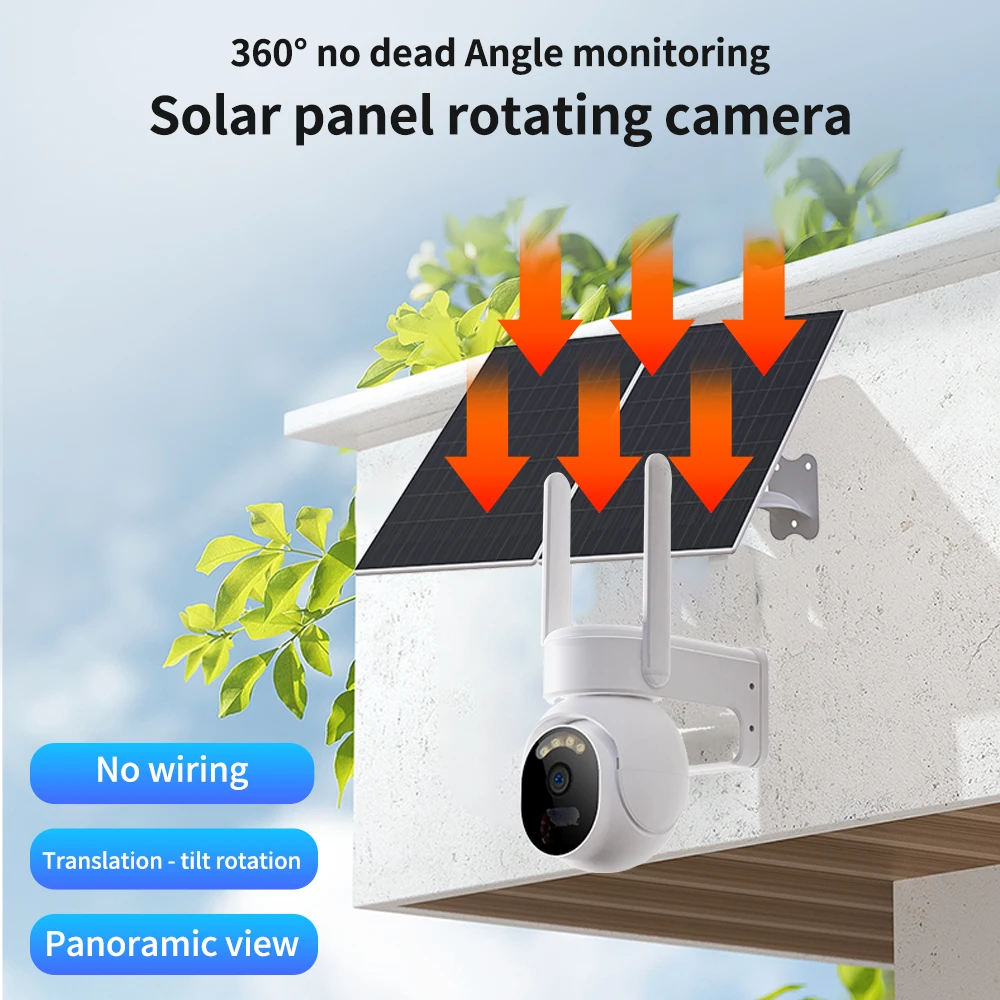 PTZ Camera 4G SIM Card Outdoor Solar IP Camera 4MP Built-in Battery Video Surveillance Camera Long Time Standby ESEECLOUD APP