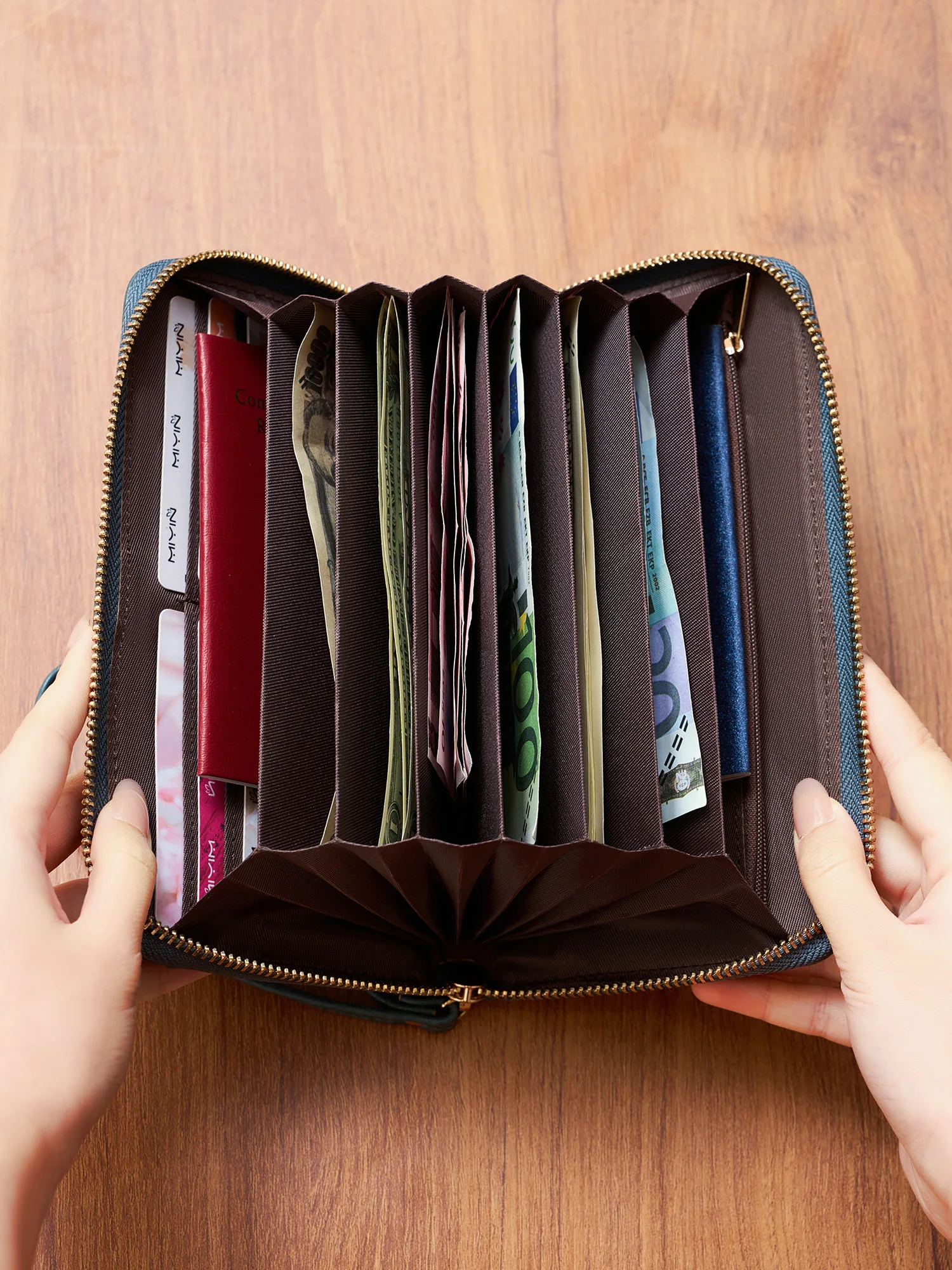 Zipper Money Coin Purse Women Card Holder Long PU Leather Clutch Wallet Large Capacity Lady Wristlet Phone HandBags Money Pocket