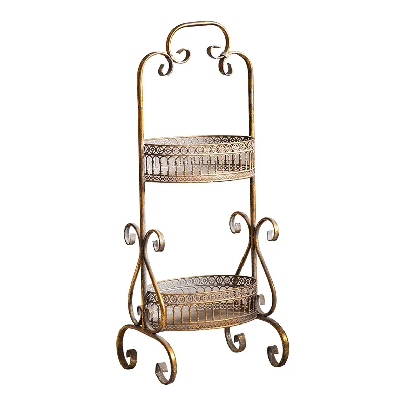 

French side few light luxury high sense retro wrought iron sofa side few shelves multi-layer storage rack floor