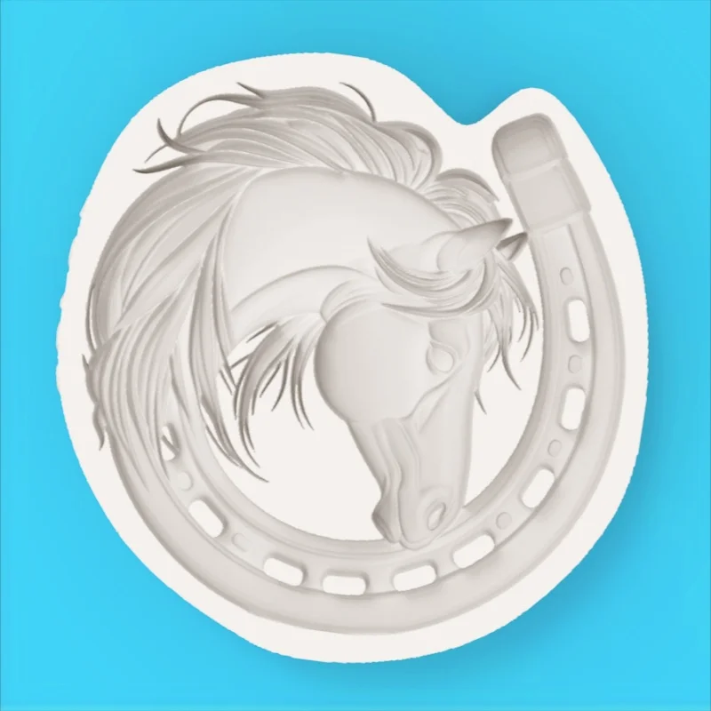Horseshoe and Horse Head Silicone Mold for Crafting, Horseshoe Interlocking Design, Fondant Chocolate Dessert Baking Mold - view 3