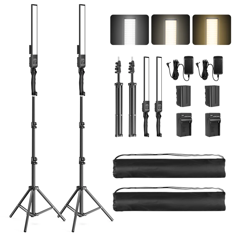 Zestaw oświetlenia LED do studia fotograficznego NP-970 Zasilany z baterii Regulowana kolorowa ręczna lampa wideo ze statywem do YouTube