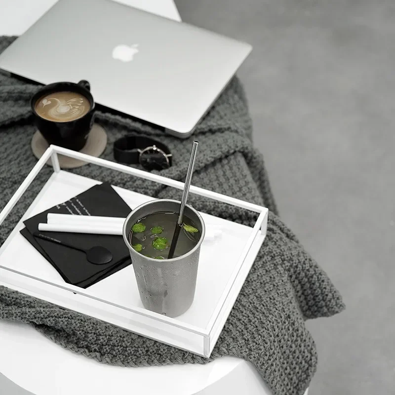 【Premium】Nordic-Style Geometric Tray - White Iron Wire Storage Tray, Minimalist Entryway Soft Decor & Desktop Clutter Organizer