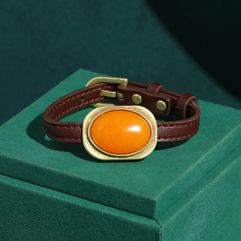 

Vintage Beeswax Yellow Natural Stone Bracelet Retro Watch Strap Accessories 2026 For Women New Form Daily Charm Decoration