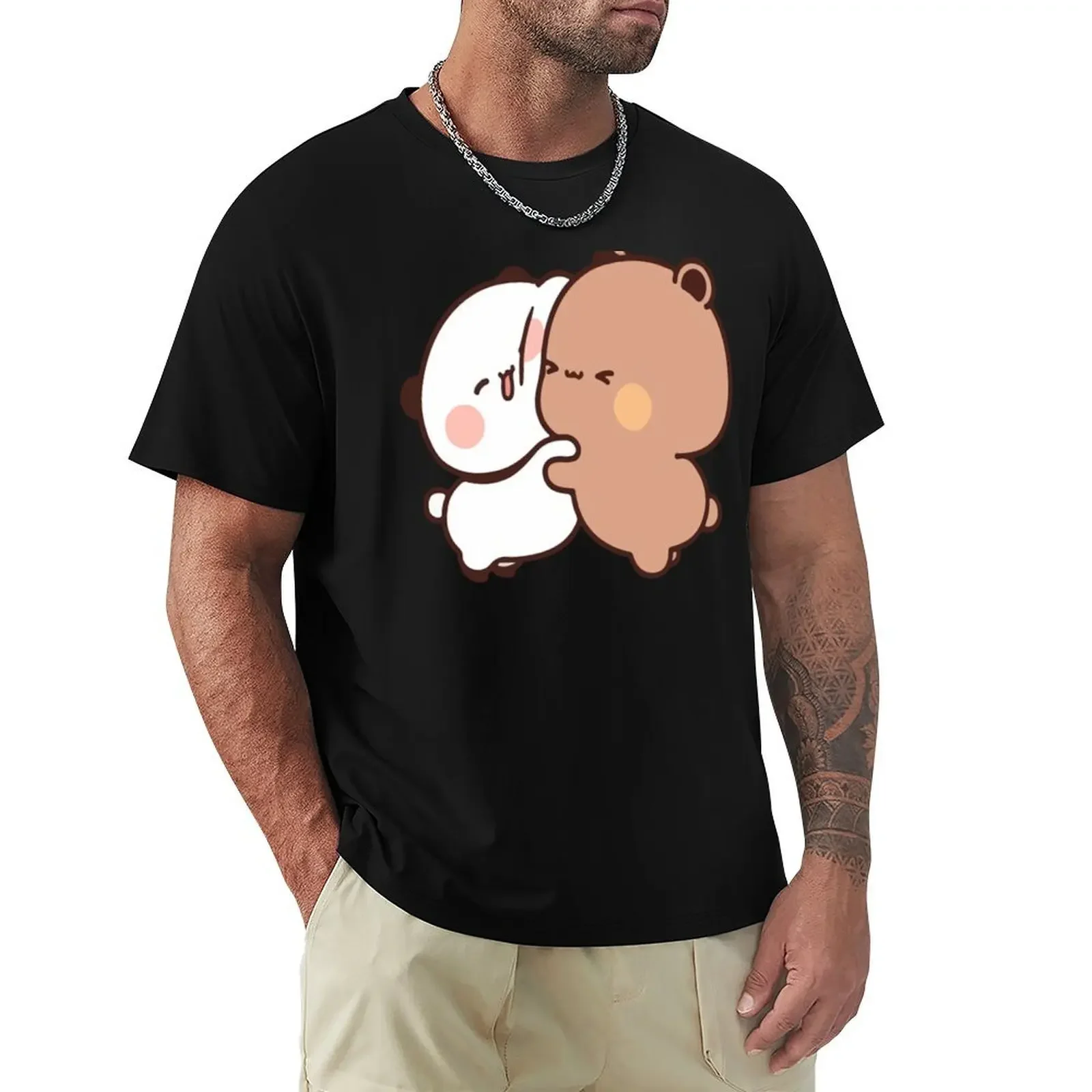 

Bear and Panda Bubu Dudu Balloon T-shirt Blouse sublime Short sleeve tee cute clothes Men's cotton t-shirt