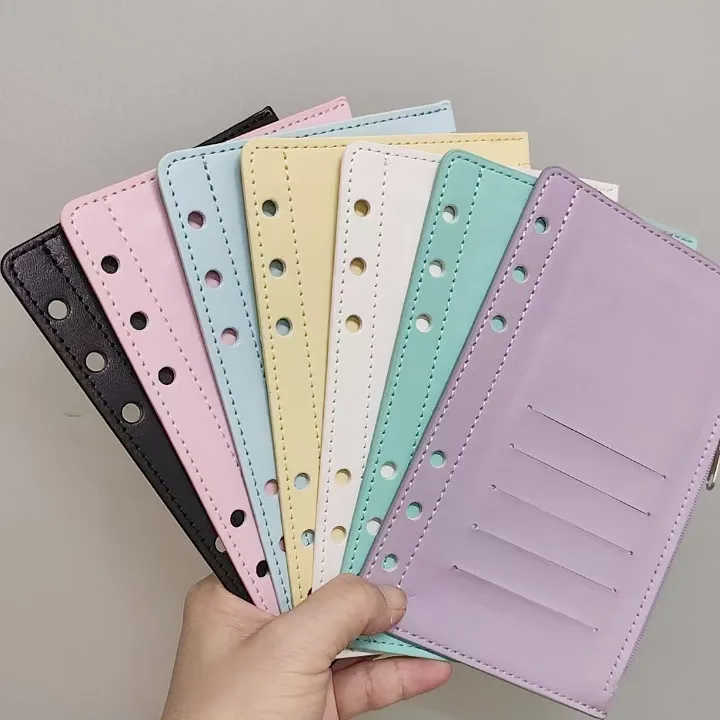 A6 Macaron Color Notebook Binder Loose Leaf Document Filing Bags DIY Document Bag Binder Rings PVC Storage Binding Folder