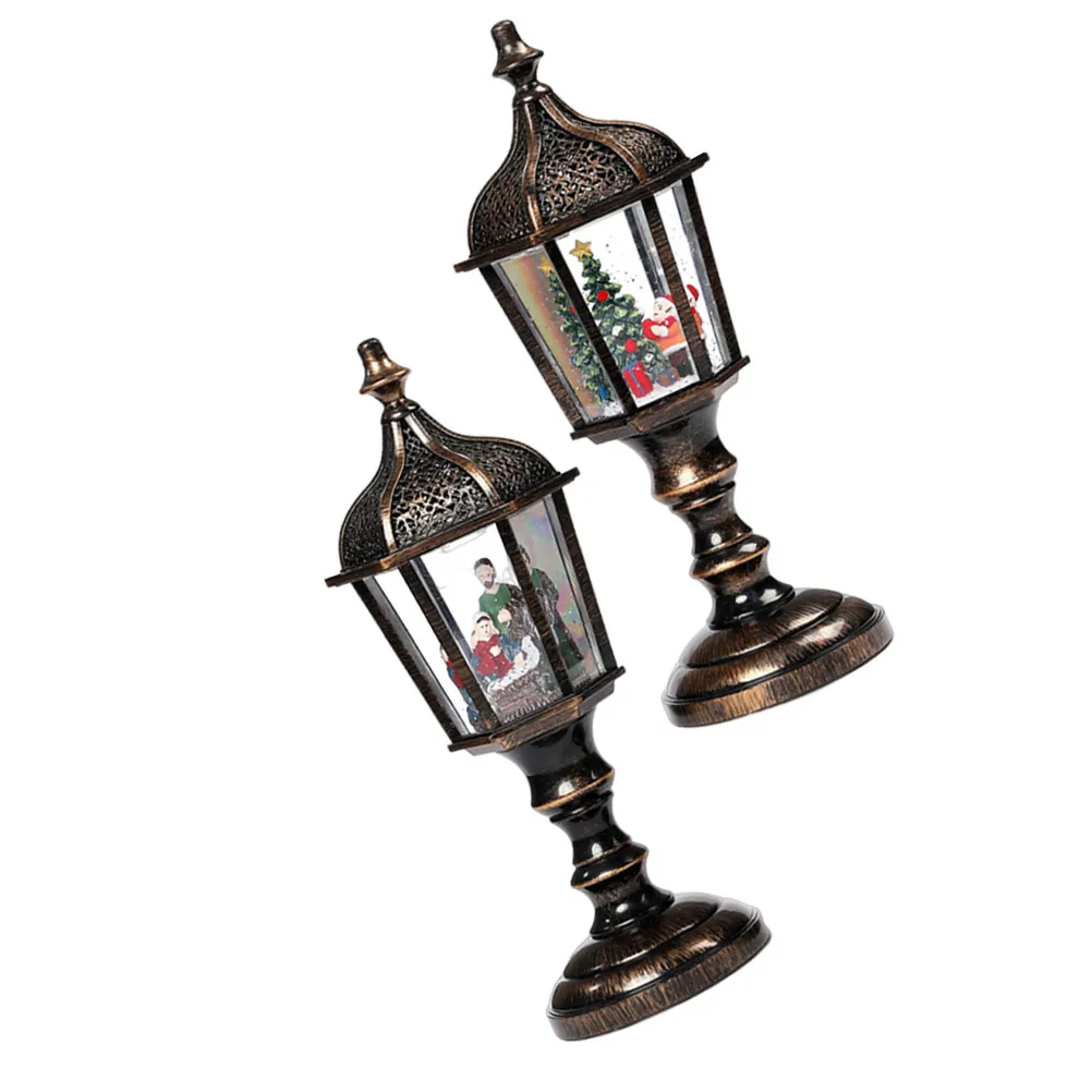 

Набор из 2 светящихся рождественских украшений: музыкальный снежный шар-фонарь из смолы с USB-подсветкой, праздничный центральный элемент для стола, для дома