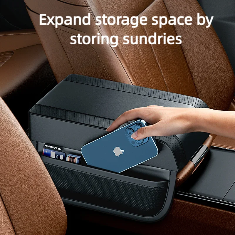 مسند ذراع السيارة صندوق ارتفاع وسادة جلدية مسند الذراع وسادة مع جيب الذاكرة المركزية القطن الكوع دعم مسند الذراع التخزين العالمي #4