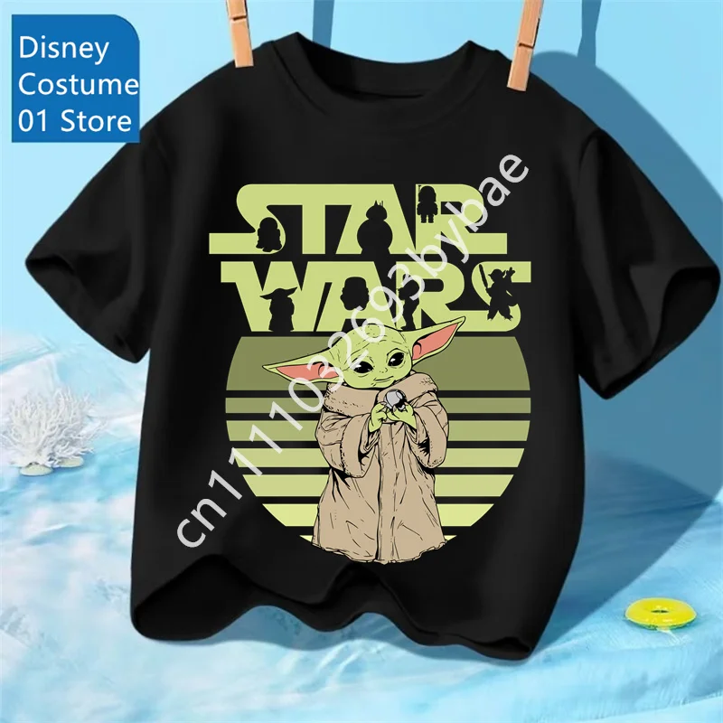 Camiseta Infantil con Temática de Star Wars Mandalorian, Manga Corta, Algodón Puro, Suave, Cómoda, Transpirable, para Uso Diario