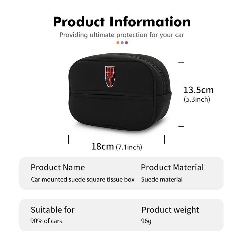 Car Suede Tissue Holder Universal Auto Mounted Tissue Box For Hong Qi Red Flag H5 FAW Red Flag HS5 HS7 H5 H7 H9 2018-2022 - view 6