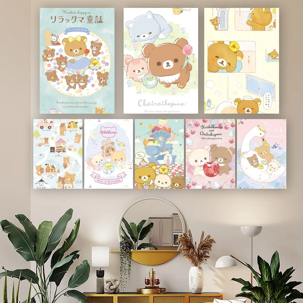 Rilakkuma Cartoon Poster Prints Wall Decals Sticker Pictures Living Room Home Decoration