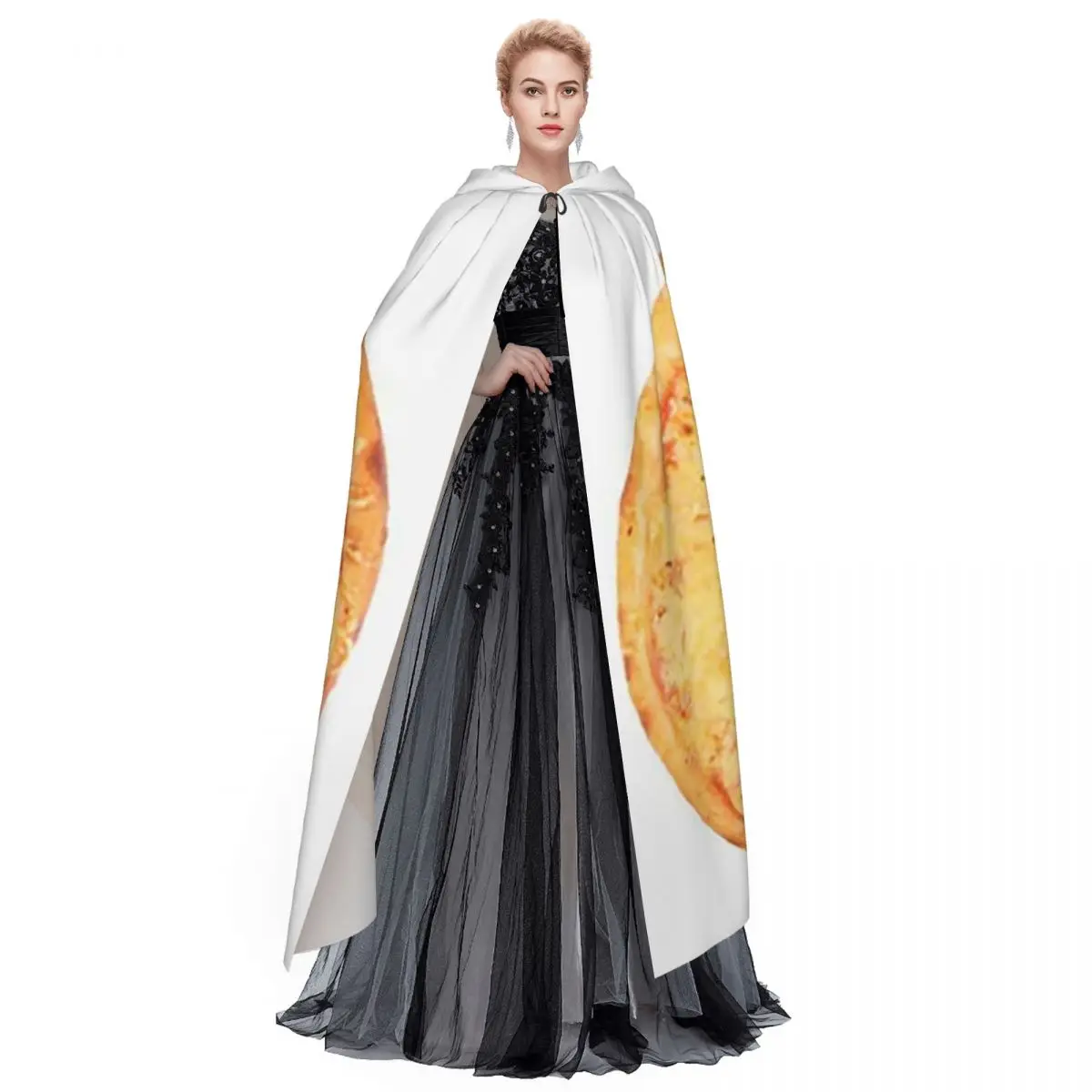 ピザチーズ ロングフード付きマント 魔女 中世コスチューム コスプレケープ ハロウィンヴァンパイア 大人用 ユニセックス