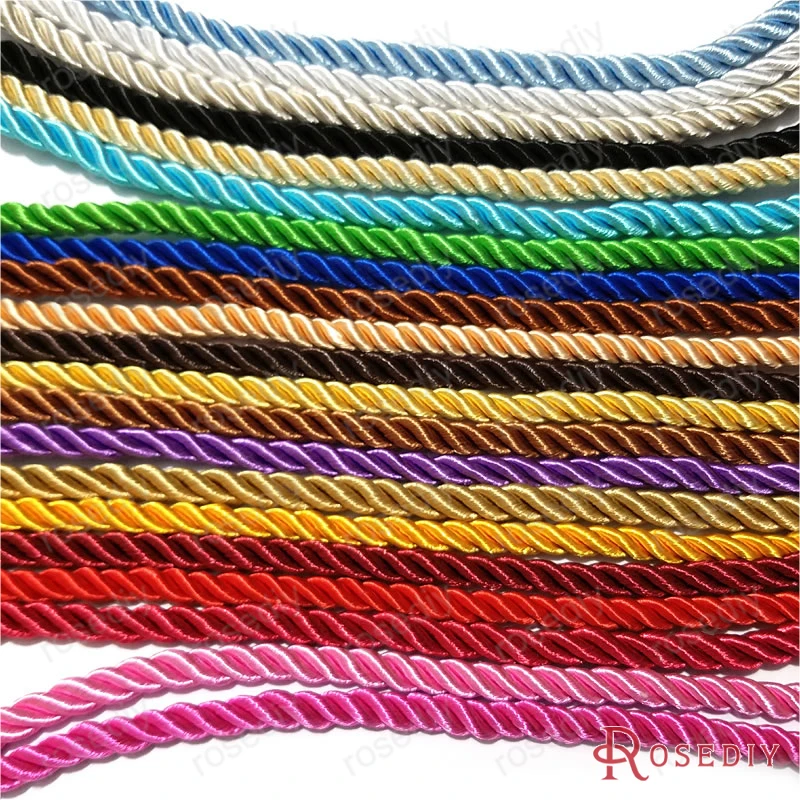 Wholesale 5mm Satin  Polyester Cords Three strands of Rope Diy Findings , the price is for 5 meter,tell us color code (T7006)