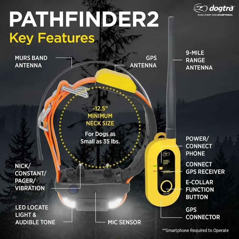 2 - Hunting Ecollar GPS Dog Training Collar with Remote, 9 Mile Range, Tracking & Containment for Medium & Large Dog Breeds