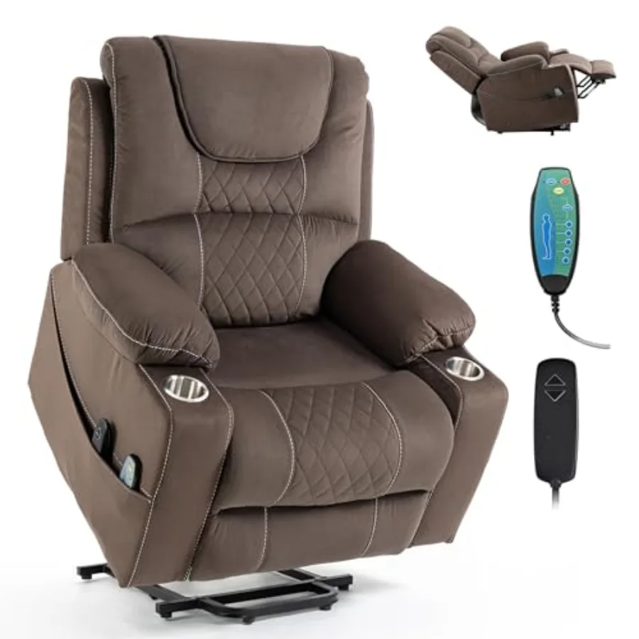 

Электрическое кресло-реклайнер увеличенного размера с функцией подъема для пожилых людей и людей с большим ростом (до 180 кг), 26-дюймовое, с массажем и подогревом