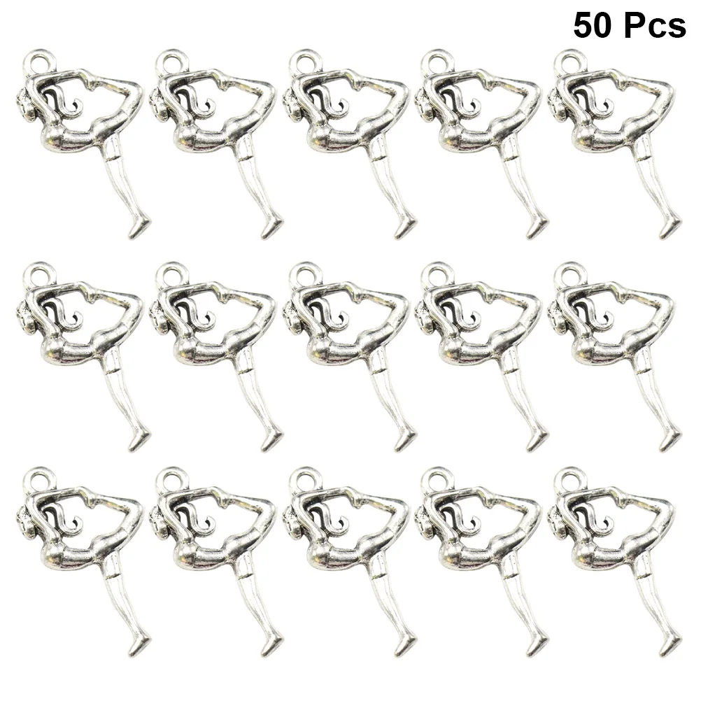 

50pcs Female Gymnast Necklace Alloy Charm Pendants DIY Jewelry Making Crafts Gifts Simple Stylish Design Durable