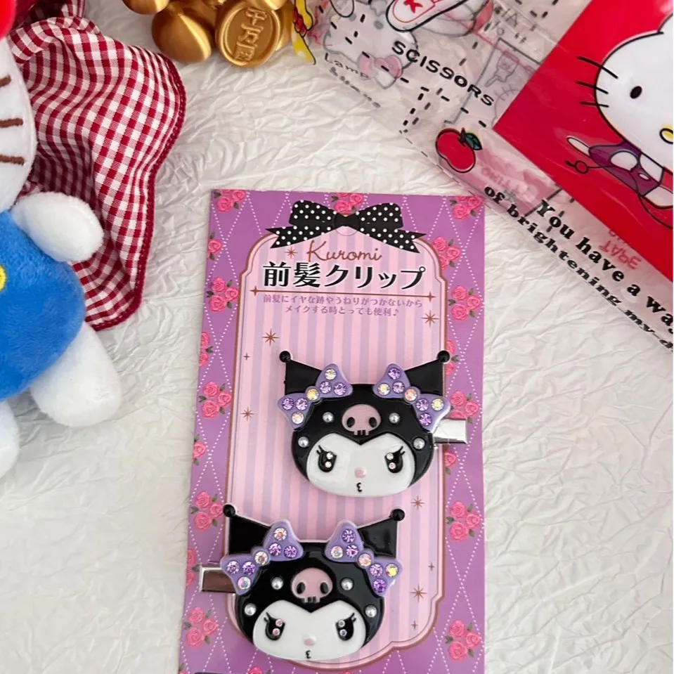 Kawaii Sanrio Sakura Series Diamond Hair Clips Cute Character Rhinestone  Bang Hair Pins Lovely Decorative Hair Accessory Gift view 2