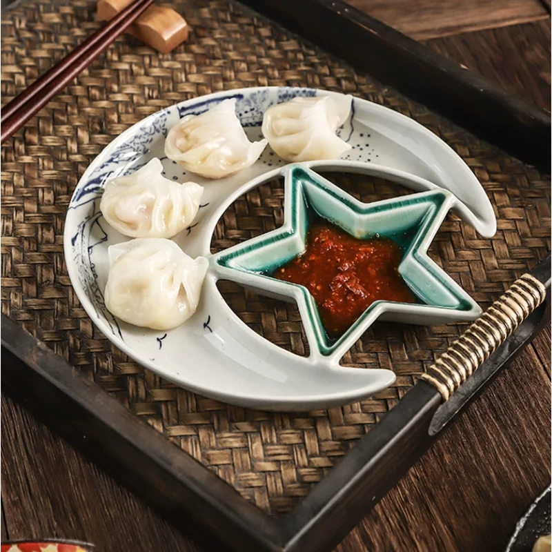 

8-дюймовая керамическая посуда в японском стиле, тарелка Xingyue Dim Sum, маленькая тарелка, креативная холодная тарелка Dim Sum, тарелка для пельменей Dim Sum