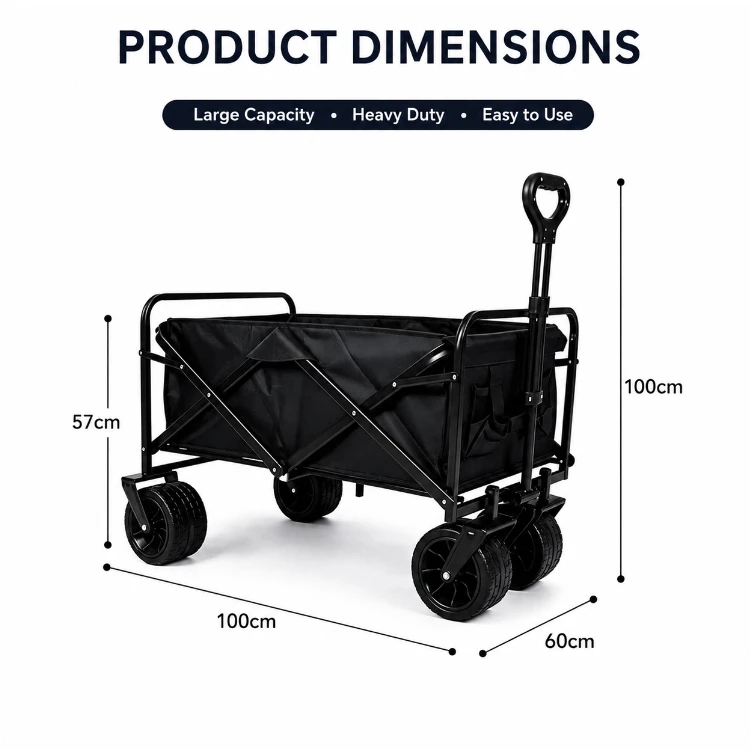 Large Capacity Outdoor Foldable Camping Trolley Cart With Table Folding Cart Camping Wagon Collapsible Cart Wagon