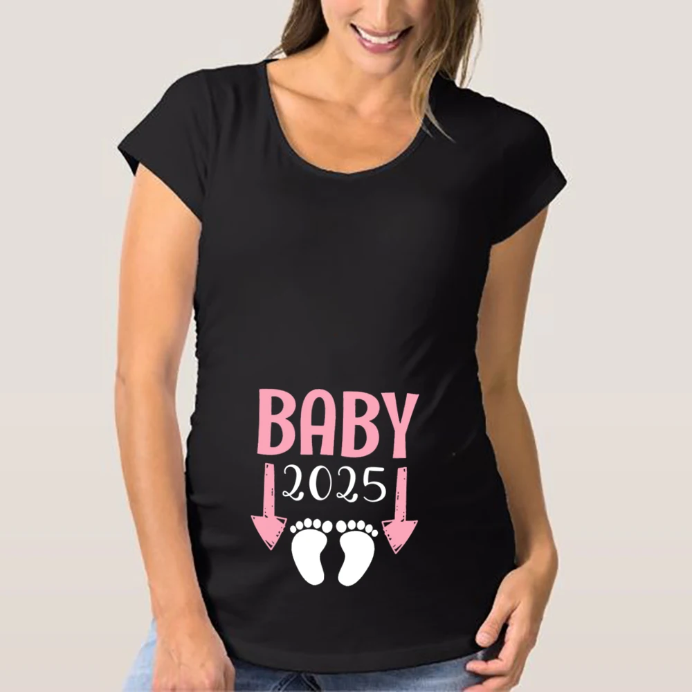 Camiseta de maternidad con estampado de Baby Loading 2025, ropa de embarazada, camisetas de anuncio de embarazo, camisetas de mamá nuevas, Tops