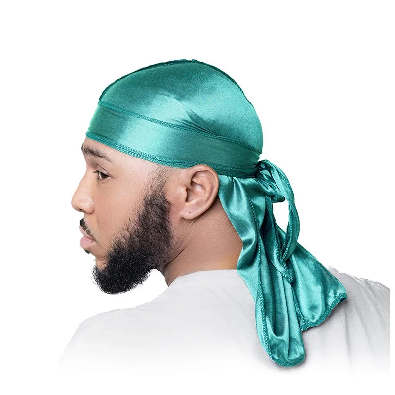 1pc Unisex Long Silky Durag Long Tail Silky Scarf Pirate Hat Durag Chemo Caps Hat Turban Hair Band Bandanas Wholesale