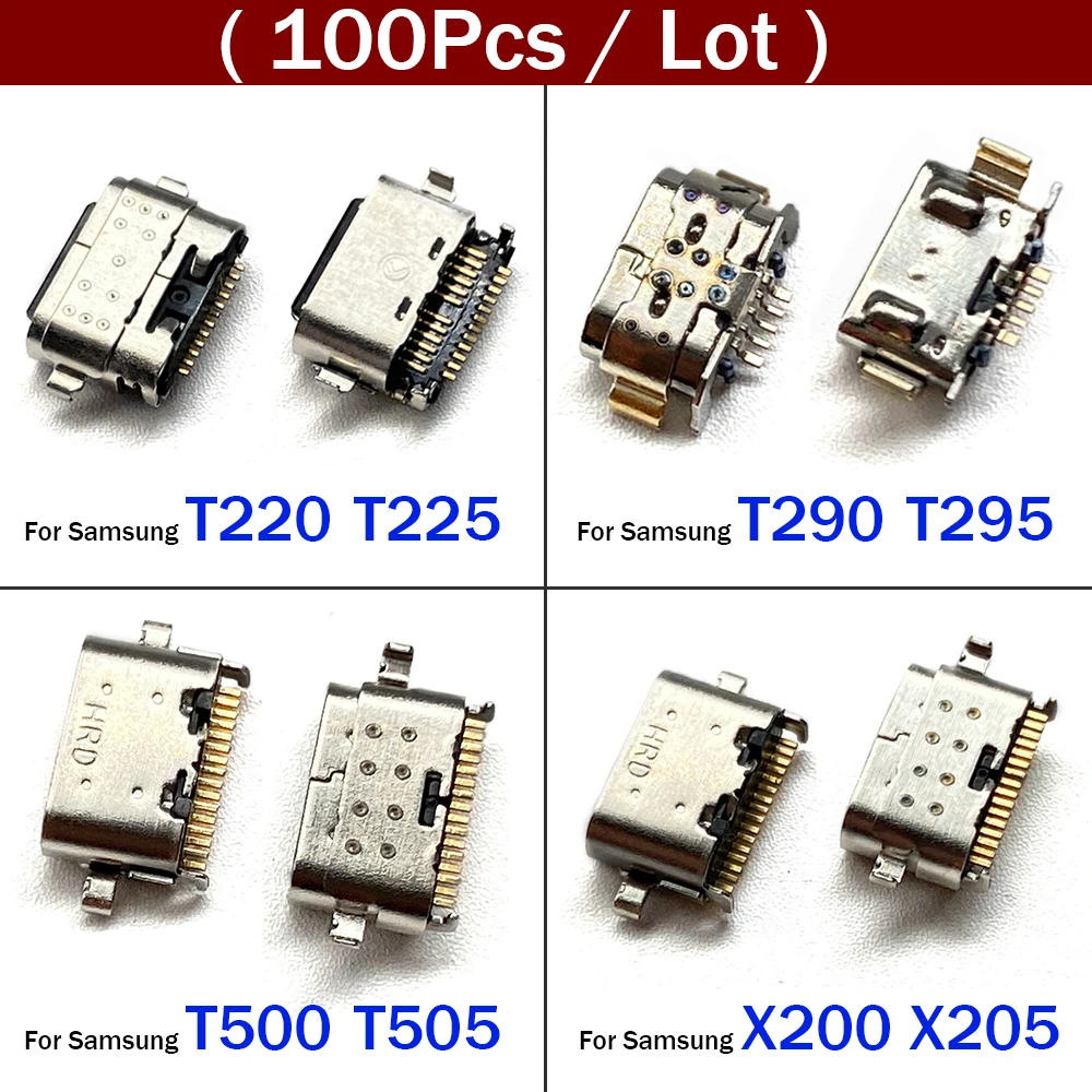 

100 шт., USB-порт, разъем для зарядного устройства, разъем для зарядки для Samsung Tab T500 T505 T507 T220 T225 T290 T295 T297 X200 X205