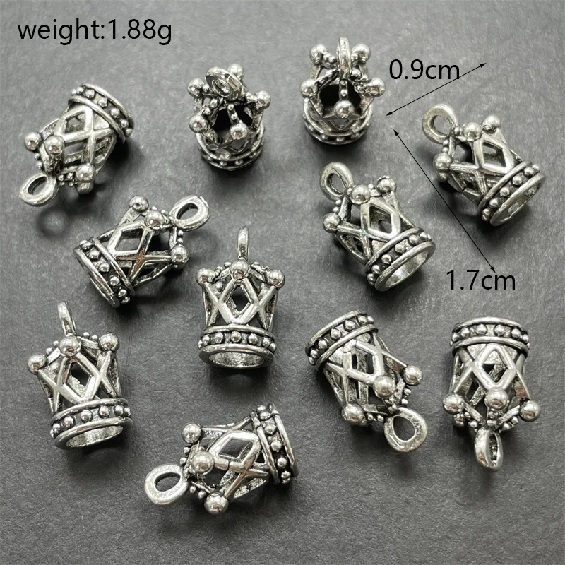 Accessorie Wholesale Vintage Crown Charm Pendant Bracelet DIY Men Women Jewelry Making Amulet Earring Necklace Findings Material