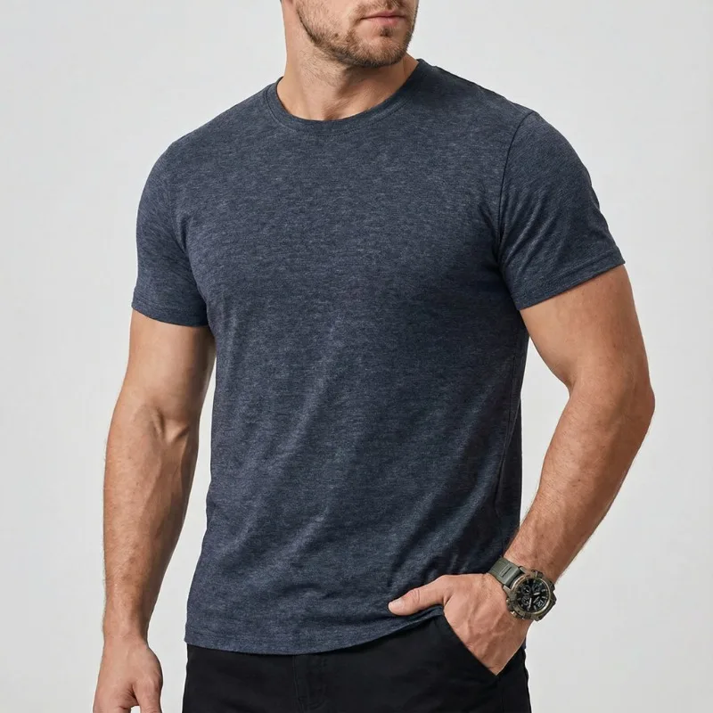 

Summer Men's T- Shirts Short-sleeved Round Neck T-shirt European and American Men Clothing Tops Tees
