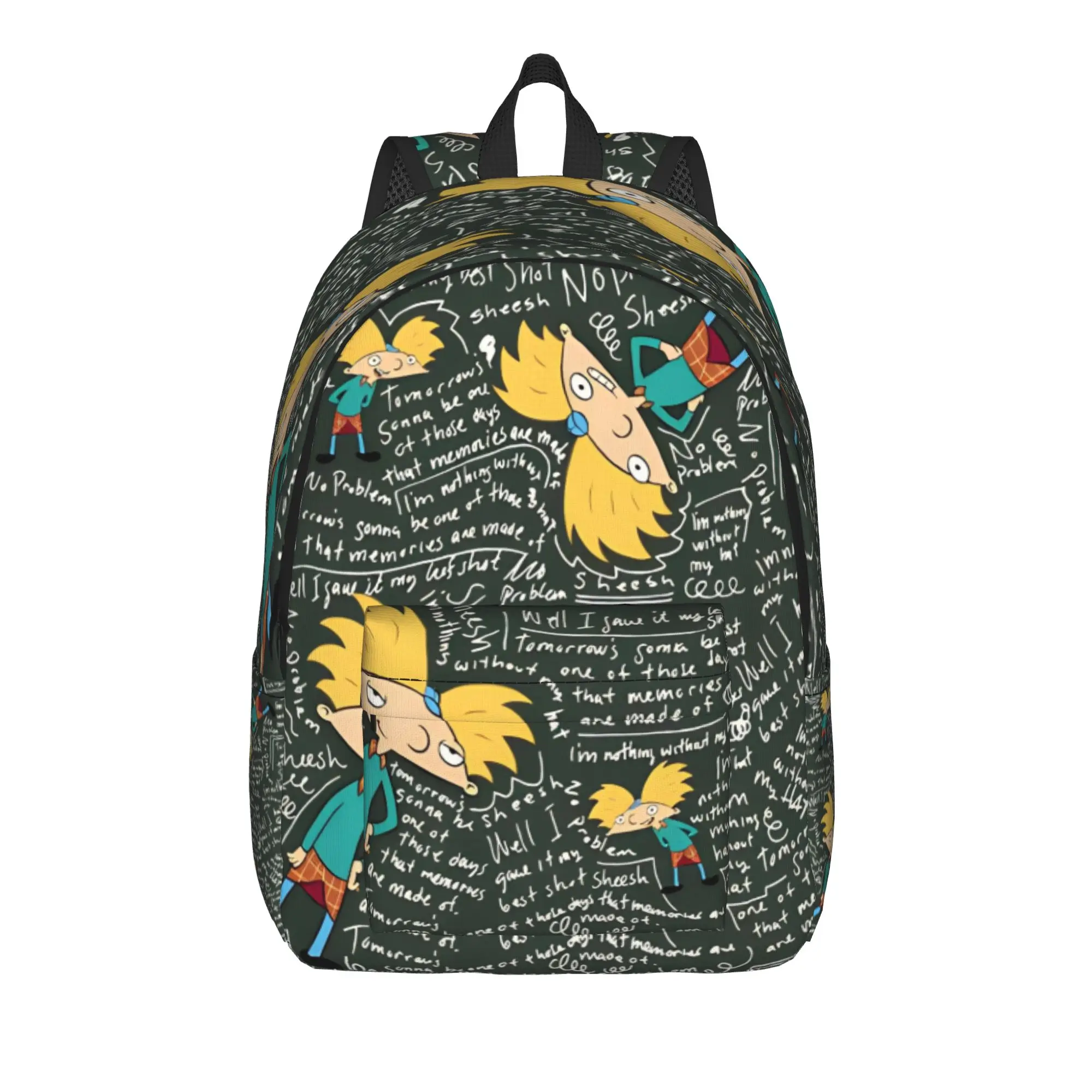 Hey Arnold Backpack Unisex Anime Series Pattern Backpacks Polyester Style School Bags Trekking Custom Rucksack
