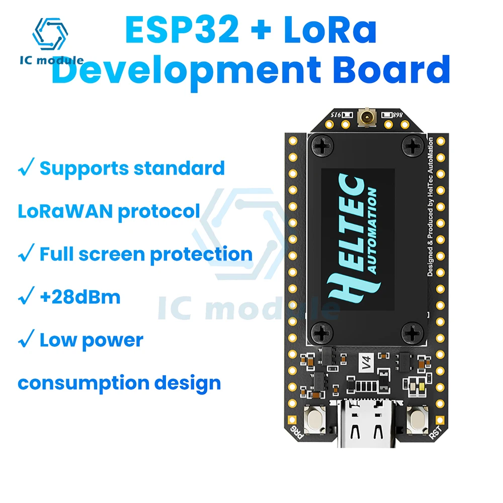 

WiFi LoRa 32 V4 Development Board with 0.96 Inch OLED - ESP32-S3R2 Chip Low Power IoT Board with Type-C Interface