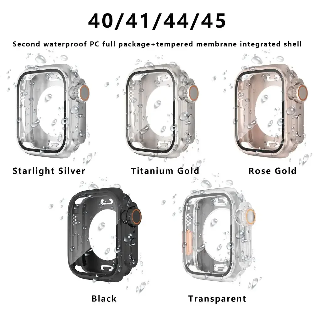 تغيير الحال إلى الترا لساعة أبل ، 45 مللي متر ، 44 مللي متر ، 40 مللي متر ، 41 مللي متر ، مقاوم للماء ، الزجاج المقسى ، ترقية ، 360 درجة ، سلسلة IWatch كاملة 4 ، 5 ، 6 ، se, 8, 7