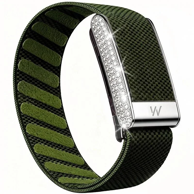 Silver Rhinestone Metal Buckle Woven Nylon Replacement Wristband Multicolor Elastic Anti Slip Sports Strap For Whoop 5.0/MG