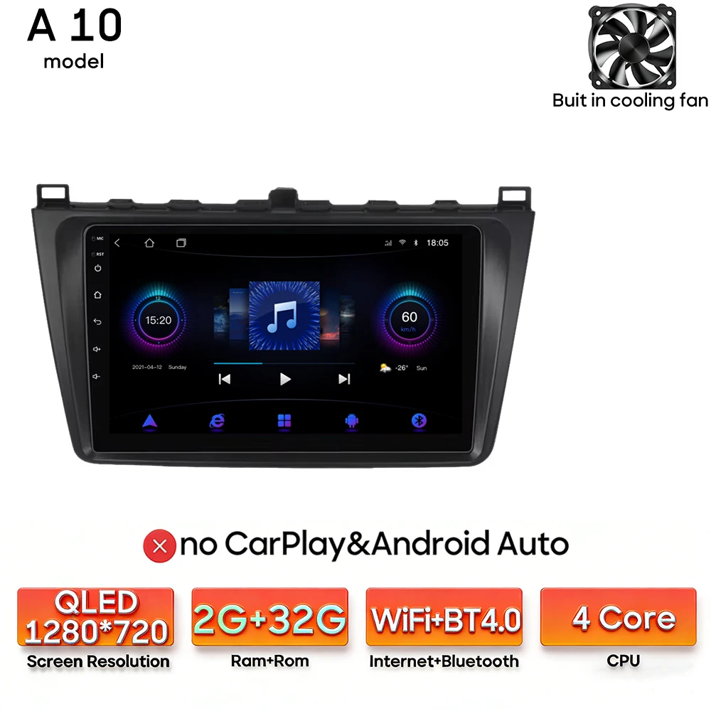 Android 16 voor Mazda 6 Rui GH 2008 - 2015 Auto Multimedia Speler Draadloze Carplay Autoradio Stereo Video Wifi Navigatie GPS BT